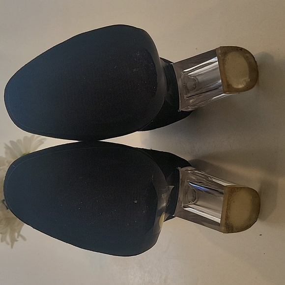 Black Booties with Clear Block Heel - Picture 8 of 8